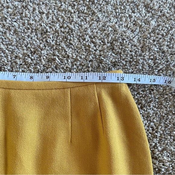 Sassco Classic 100% Wool Pencil Skirt Women’s 6 Petite Yellow Lined Pleated Slit - Picture 12 of 14